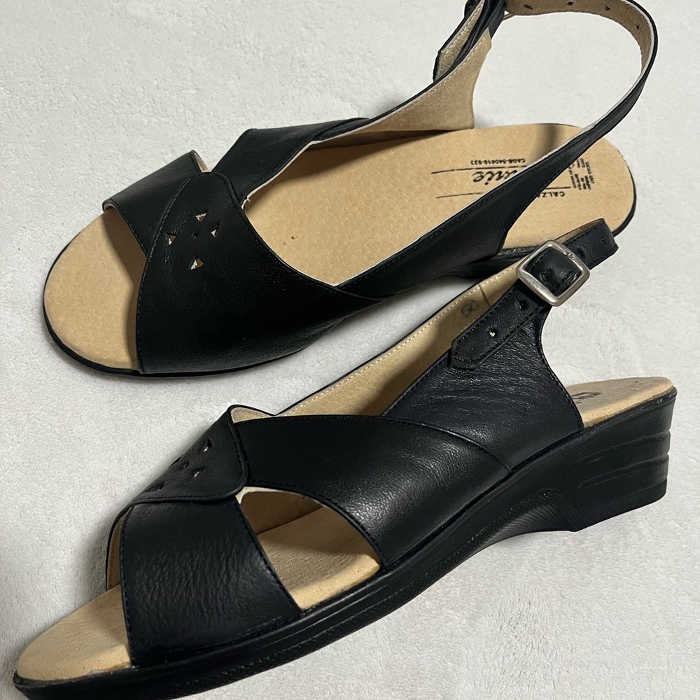Annie Black Women's Sandals Real Leather